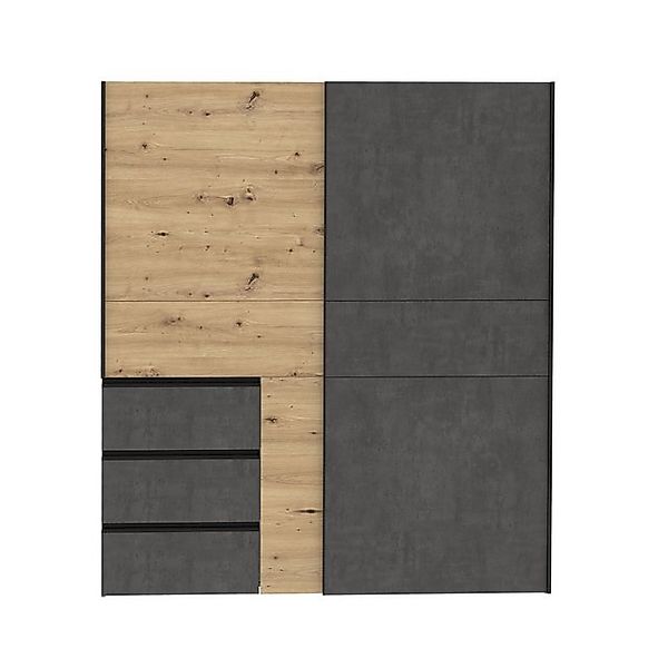 FORTE Schiebetürenschrank in Betonoptik / Artisan Eiche - 170,3x200,5x61,2c günstig online kaufen