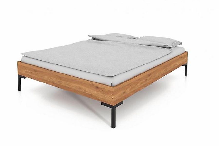 Natur24 Einzelbett Bett Seiba 3 Sonderlänge 120x220 Wildeiche Metallbeine o günstig online kaufen