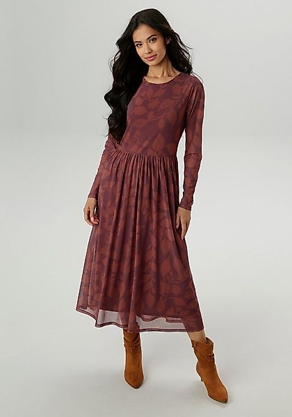 Aniston SELECTED Midikleid mit floralem Blättermuster in warmen Brauntönen günstig online kaufen