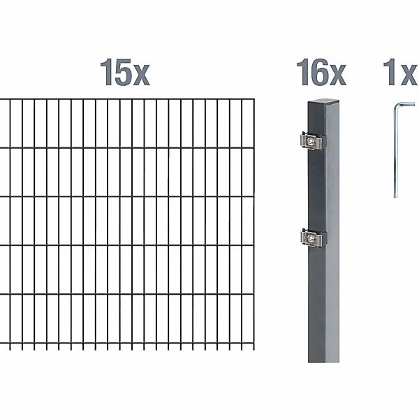 Alberts Doppelstabmattenzaun Grundset, (Set), Höhe: 80-160 günstig online kaufen