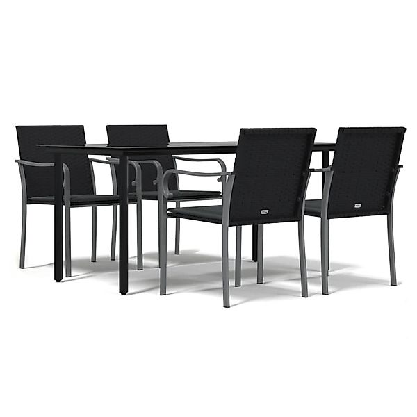 vidaXL 5-Tlg Garten-Essgruppe mit Kissen Poly Rattan und Stahl 3186963 günstig online kaufen