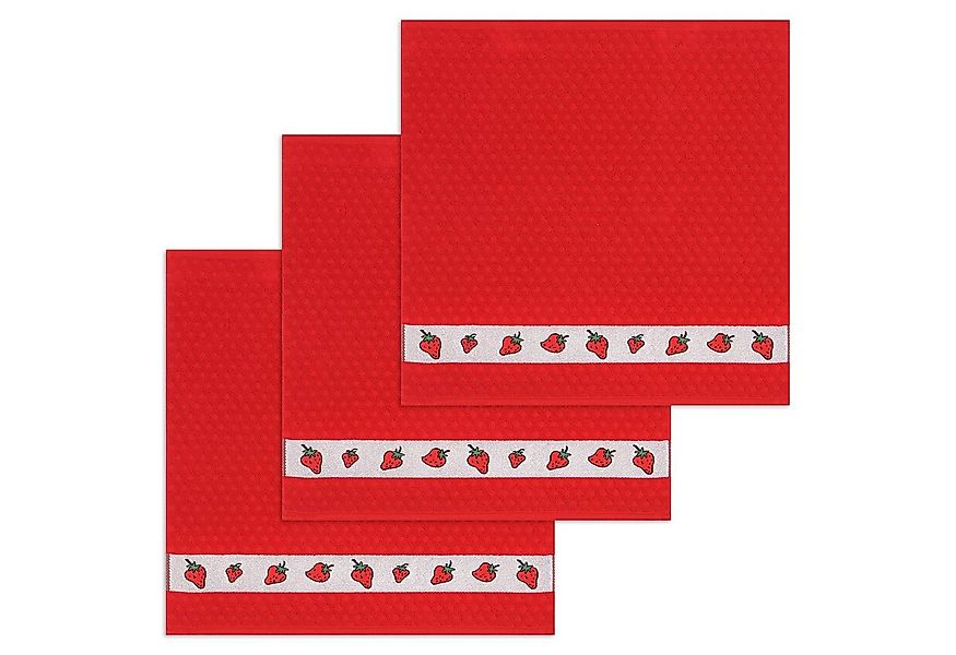 Kracht Geschirrtuch Erdbeere, (Set, 3-tlg., 3-teilig), 3er Pack Frottee Küc günstig online kaufen