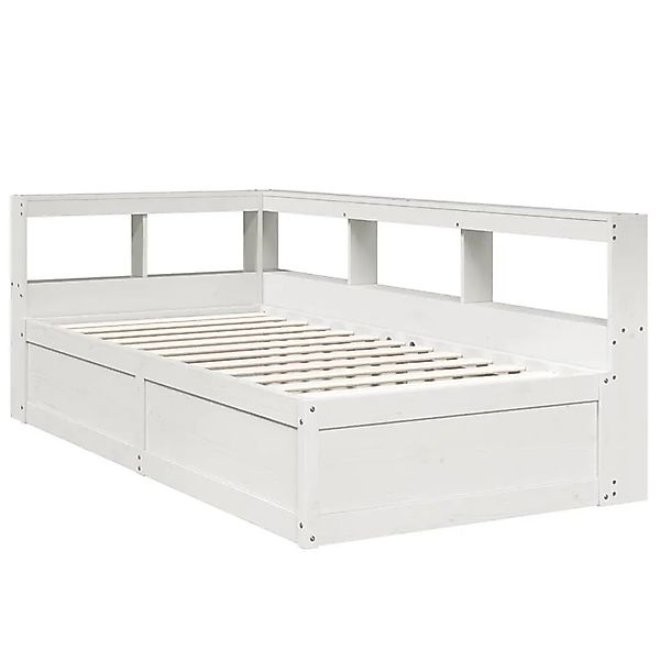 vidaXL Massivholzbett mit Regal ohne Matratze Weiß 75x190 cm Kiefer 3324485 günstig online kaufen