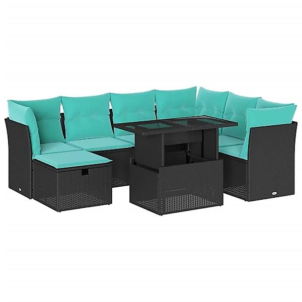 vidaXL 8-Tlg Gartensofa-Set mit Kissen Schwarz Polyrattan 3274677 günstig online kaufen