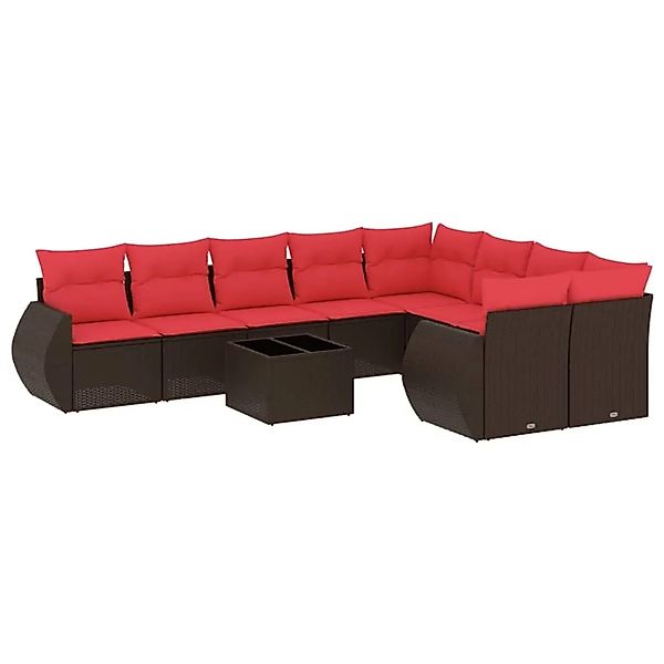 vidaXL 10-Tlg Gartensofa-Set mit Kissen Braun Polyrattan 3221853 günstig online kaufen
