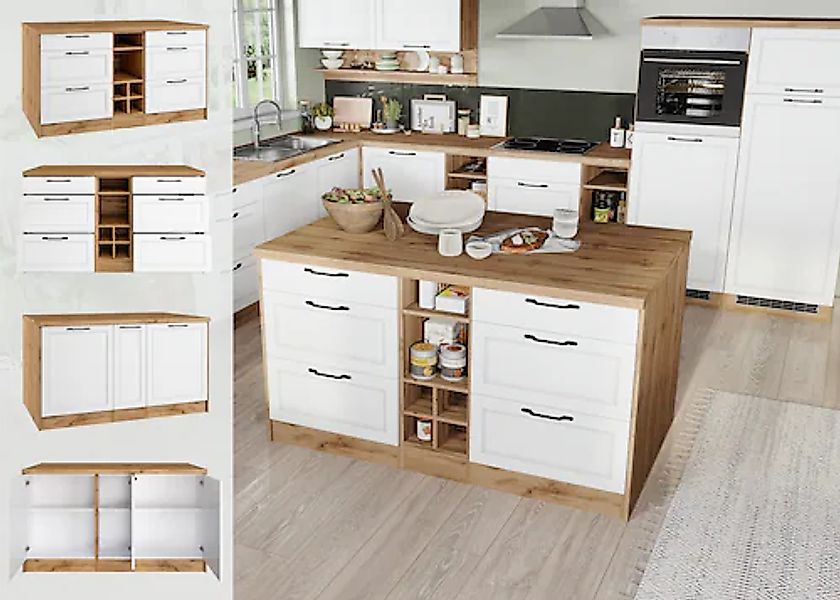 KOCHSTATION Kücheninsel »KS-Lana, Breite 153 cm« MDF-Fronten, Arbeitsplatte günstig online kaufen