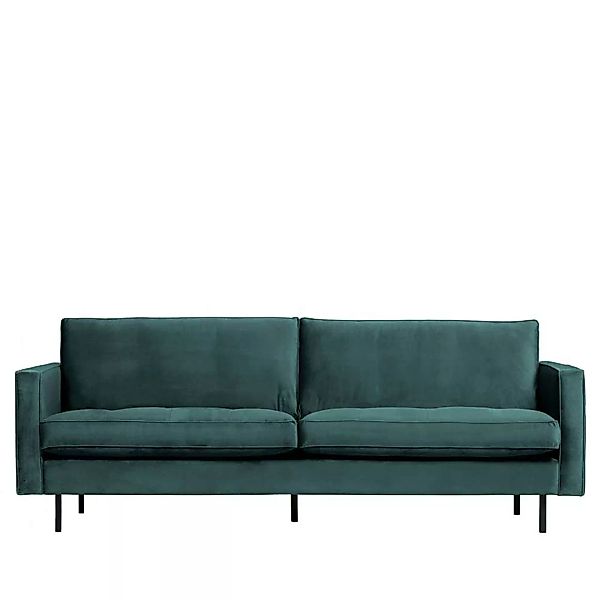 Wohnzimmer Sofa in Petrol Samt Retro Design günstig online kaufen