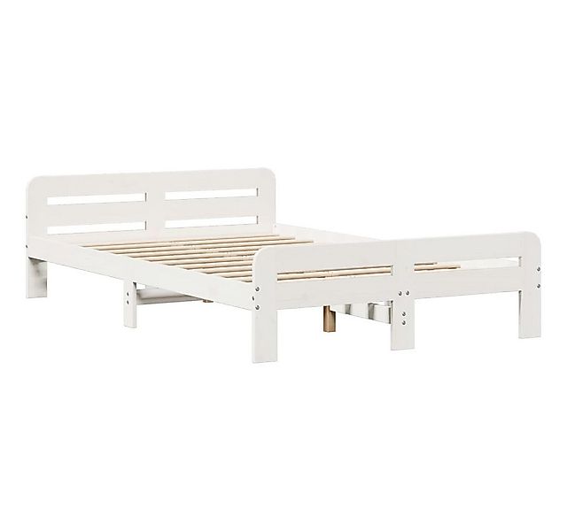 vidaXL Bett Massivholzbett ohne Matratze Weiß 135x190 cm Kiefernholz günstig online kaufen