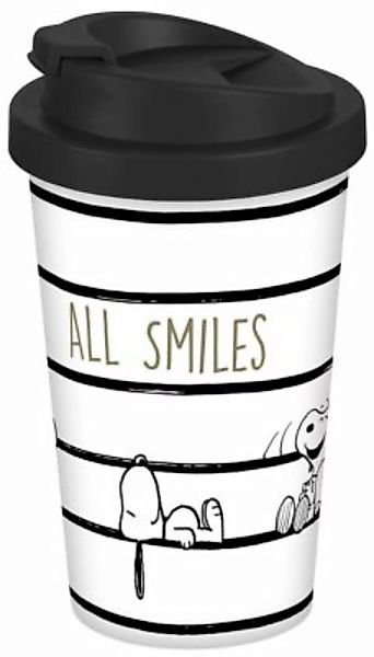 Geda Labels Coffee to go Becher Snoopy All Smiles 400ml Kaffeebecher bunt günstig online kaufen