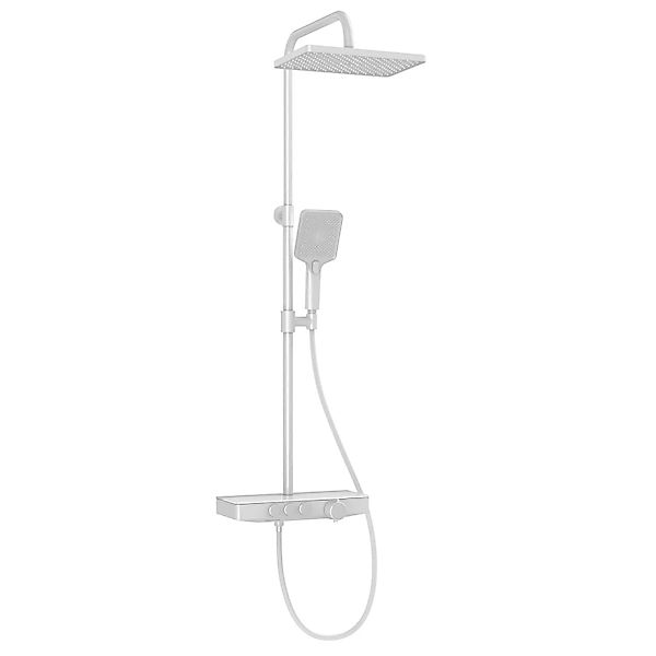 EMKE Duschsystem mit Thermostat Regendusche und Ablage Brausegarnitur Schwa günstig online kaufen