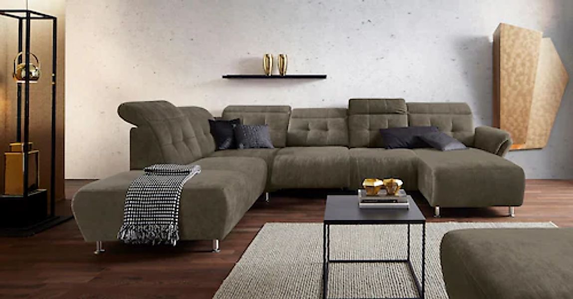 Home affaire Wohnlandschaft »Manhattan U-Form« 2 Sitze mit elektrischer Rel günstig online kaufen