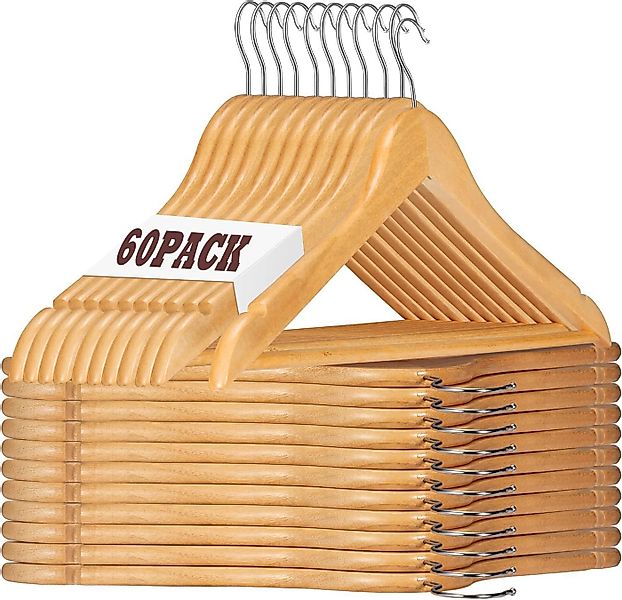 House Day Kleiderbügel Holz für Anzüge, rutschfest, (60-tlg), Kleiderbügel günstig online kaufen
