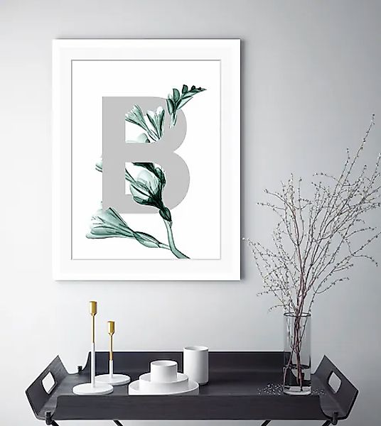 queence Bild »B-Flower«, Buchstaben, gerahmt, Blätter, Blume günstig online kaufen