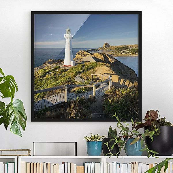 Bild mit Rahmen - Quadrat Castle Point Leuchtturm Neuseeland günstig online kaufen