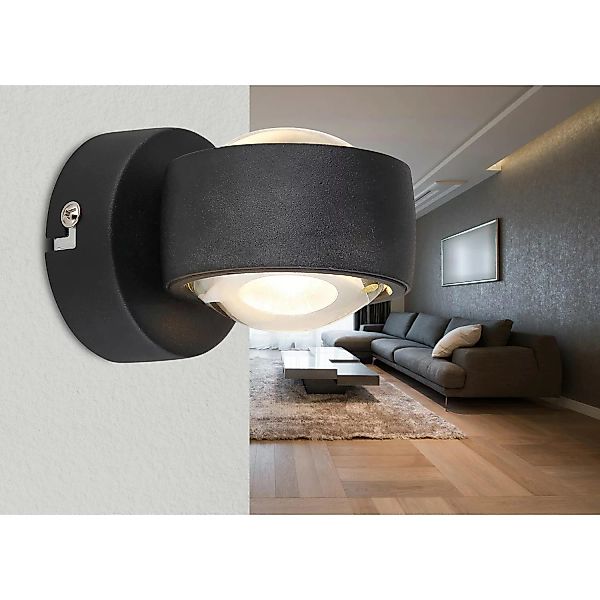 Globo LED-Wandleuchte Randi 2-flammig Schwarz matt 75 x 70 mm günstig online kaufen