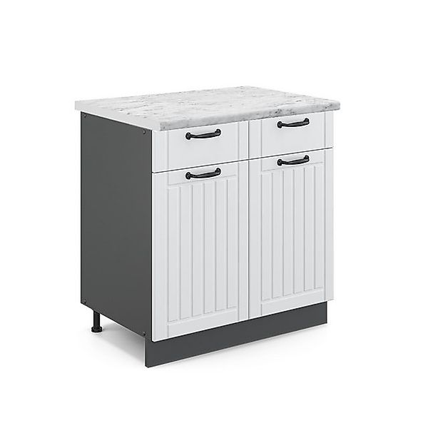 Vicco Küchenunterschrank Fame-Line Weiß Landhaus/Anthrazit 80 cm AP Anthraz günstig online kaufen