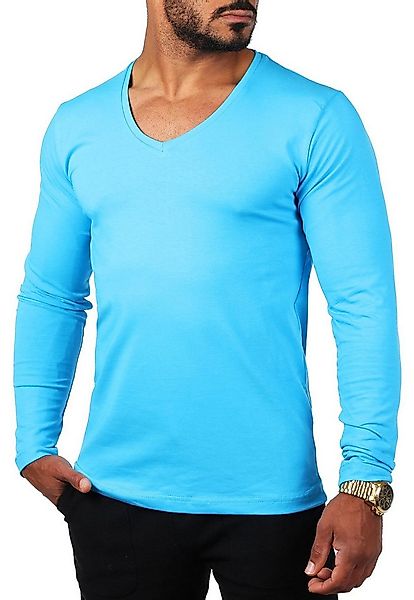 Young & Rich Langarmshirt Herren Uni Basic tiefer V-Ausschnitt Longsleeve U günstig online kaufen