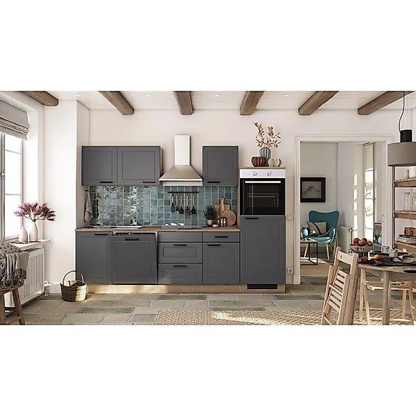 Flex-Well Exclusiv Küche 2320-016 Romeo 280 cm Anthrazit matt-Cosmopolitan günstig online kaufen