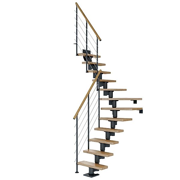 Dolle Mittelholmtreppe Dublin Eiche Anthrazit GH bis 337 cm 1/4gew. 65 cm F günstig online kaufen