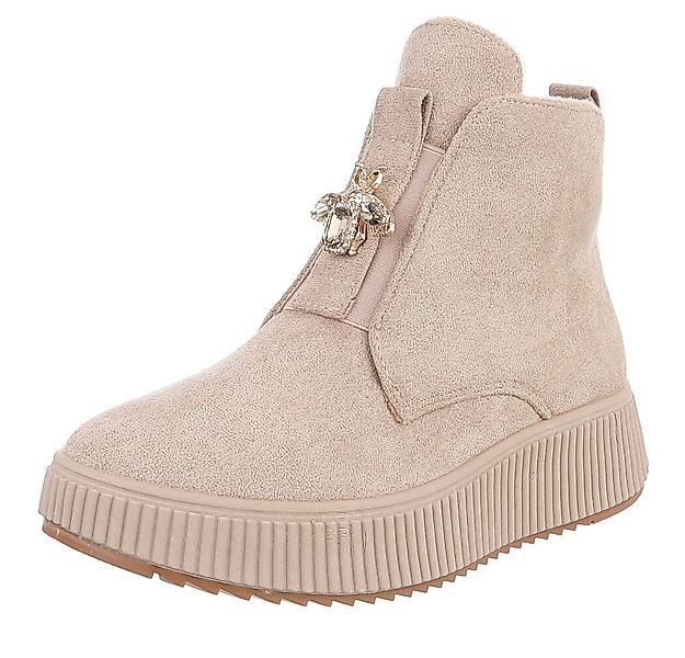 Ital-Design Elegante Damen Plateau-Stiefeletten mit Dekorativem Detail Plat günstig online kaufen