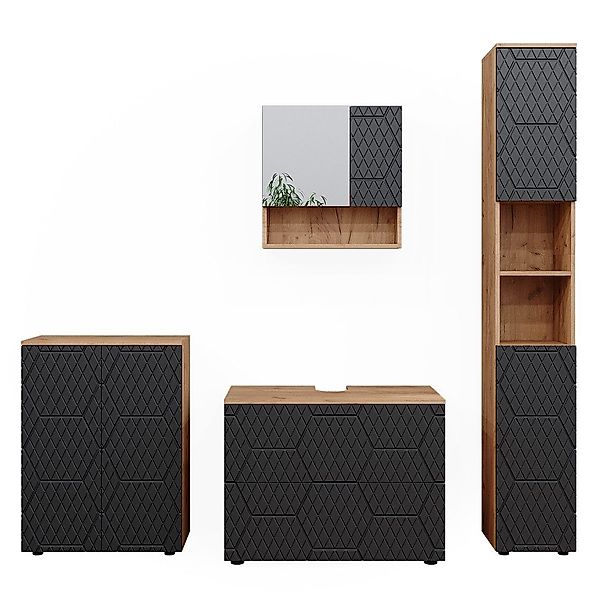 Vicco Badmöbel-Set Irma, Anthrazit mit Wabenstruktur/Goldkraft günstig online kaufen