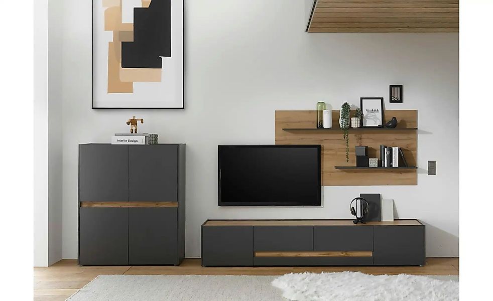 Wohnwand  Cande ¦ grau ¦ Maße (cm): B: 360 H: 45 Kommoden & Sideboards > Wo günstig online kaufen