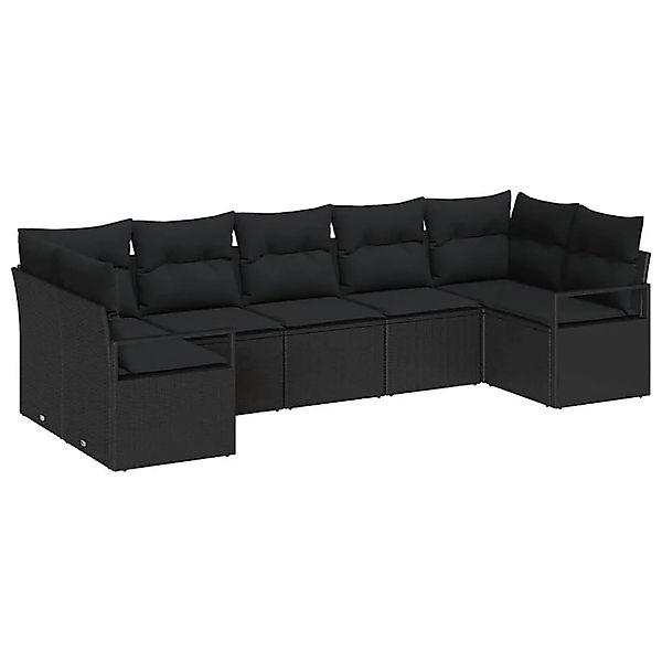 vidaXL Gartensofa-set mit Kissen 7-Tlg Schwarz Poly-Rattan 3355202 günstig online kaufen