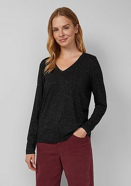 s.Oliver Langarmshirt T-Shirt Longsleeve mit V-Ausschnitt und Glitzergarn günstig online kaufen
