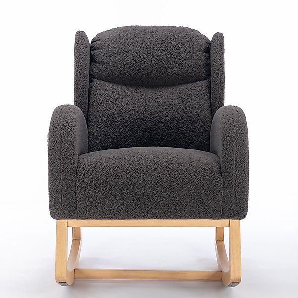 Moderner Schaukelstuhl mit Teddy-Stoffbezug, Ohrensessel mit ergonomischem günstig online kaufen