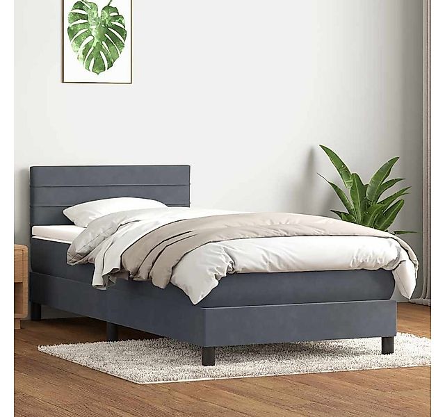 vidaXL Boxspringbett, Boxspringbett mit Matratze Dunkelgrau 90x220 cm Samt günstig online kaufen