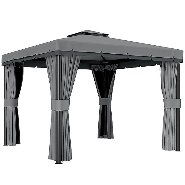 Outsunny Pavillon ca. 3x3m Wasserabweisend Stabil Winterfest Gartenpavillon günstig online kaufen