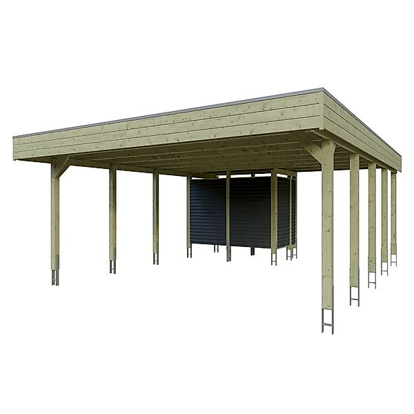 Skan Holz Carport Friesland Hybrid 557 cm x 708 cm Grün günstig online kaufen