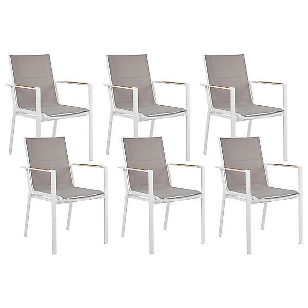 Beliani Gartenstuhl Weiss Grau Heller Holzfarbton 64x56x90 günstig online kaufen