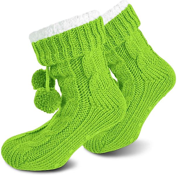 normani Kuschelsocken Strick-Hausschuhe mit Bommeln und günstig online kaufen