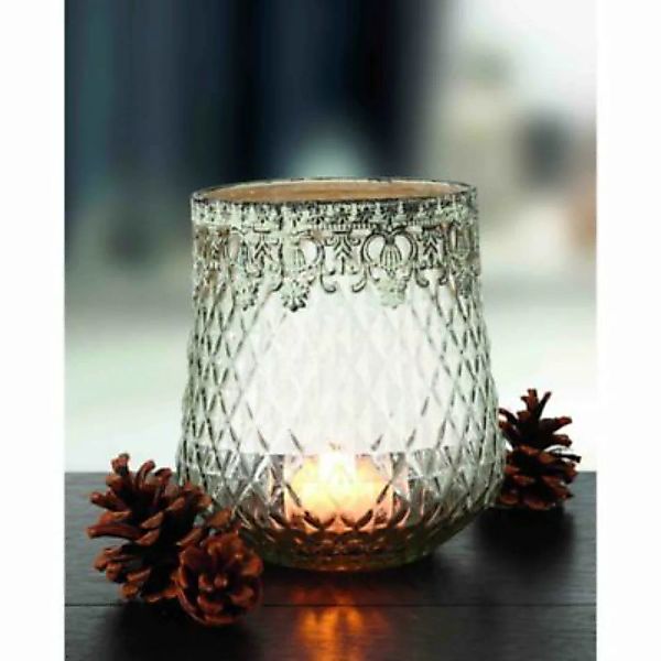 B & S Teelichtglas Windlicht aus Glas Vintage mit Metallrand rund transpare günstig online kaufen