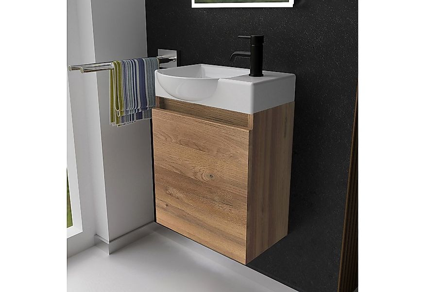 Alpenberger Badmöbel-Set Gäste WC Waschbecken mit Unterschrank - Hängeschra günstig online kaufen