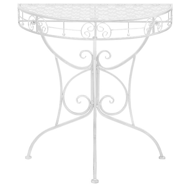 vidaXL Beistelltisch Vintage-Stil Halbrund Metall 72x36x74 cm Silber günstig online kaufen