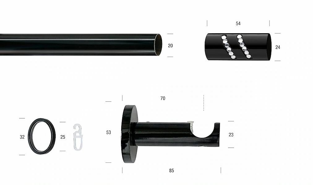 GARESA Gardinenstange "BLACK" Ø 20 mm 1 läufig-läufig Wunschmaßlänge Vorhan günstig online kaufen