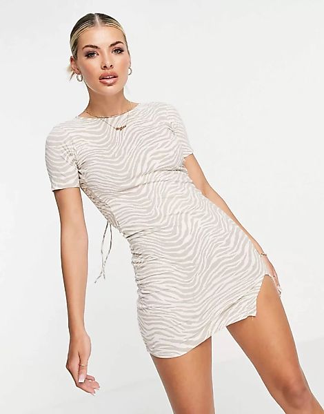 Motel – Bodycon-Kleid mit Rückenausschnitt und farblich abgestimmtem Zebram günstig online kaufen