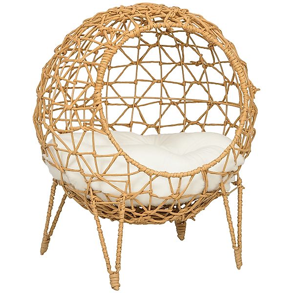 Pawhut Rattan Katzenkörbchen erhöhtes Design mit waschmaschinenfest Kissen, günstig online kaufen
