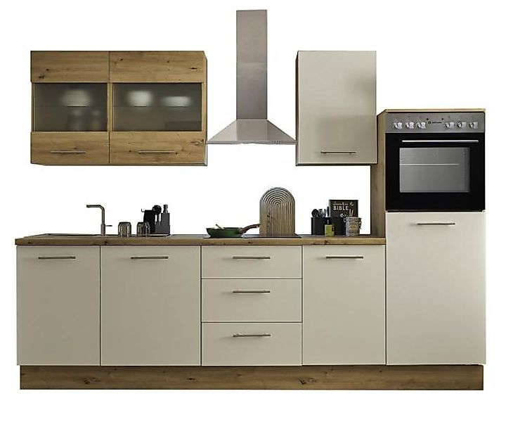 Küchenblock 280 cm inkl. Elektro-Set Capri von Bega Front Weiss Matt / Korp günstig online kaufen