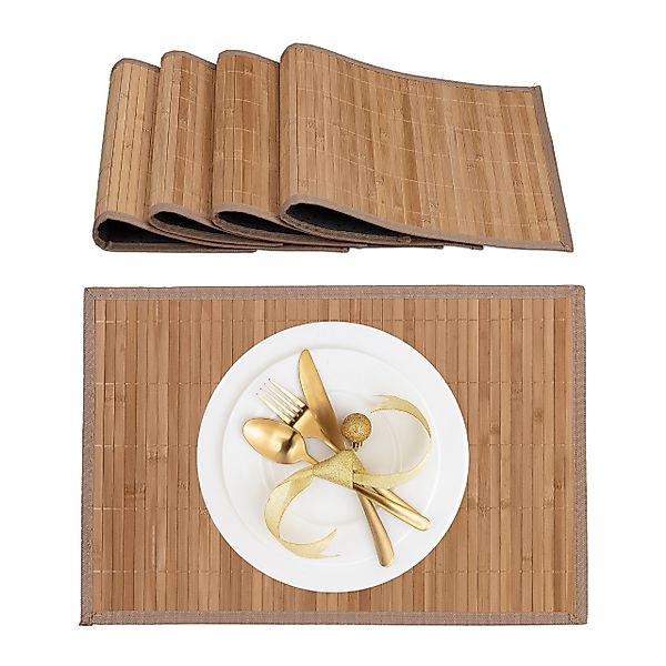 relaxdays Platzset Tischset 4er Set Bambus, günstig online kaufen