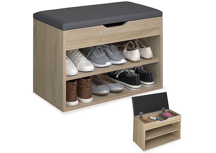 tectake Schuhschrank Schuhbank Jasmina mit Sitzpolster für 6 Paar Schuhe, 6 günstig online kaufen