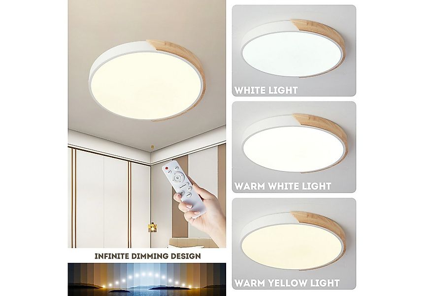style home Deckenleuchte LED Deckenlampe Holz, dimmbar mit Fernbedienung 30 günstig online kaufen