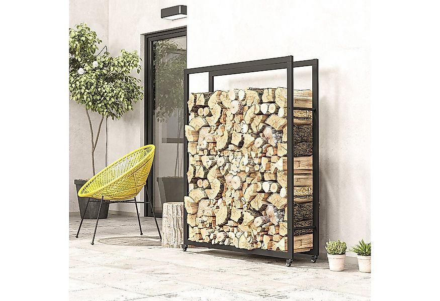 Outsunny Kaminholzregal Brennholzregal mit Rollen, BxTxH:120x32x151 cm, (Fe günstig online kaufen