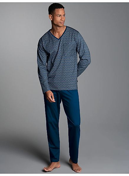 Trigema Schlafanzug "TRIGEMA Pyjama mit Allover Blatt-Print" 1 Stk. tlg. günstig online kaufen