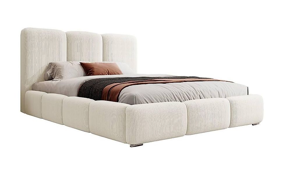 NADUVI Collection | Bettgestell Briar mit Stauraum, Rippstoff, 180x200 günstig online kaufen