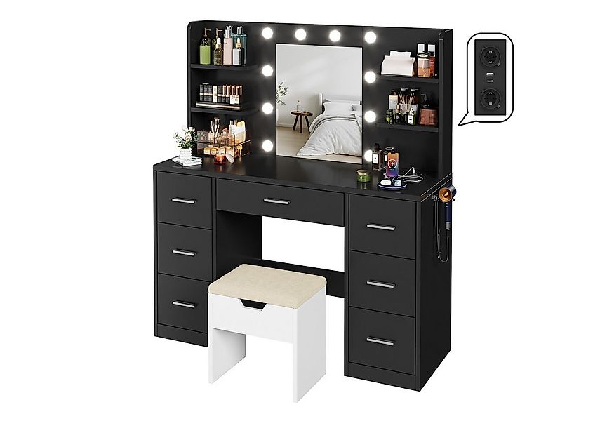 HOMALL Schminktisch Mit dreifarbiger LED-Beleuchtung, mit Spiegel, optional günstig online kaufen