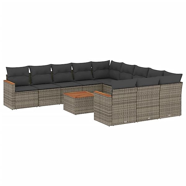 vidaXL 12-Tlg Garten-Sofagarnitur mit Kissen Grau Poly Rattan 3226438 günstig online kaufen
