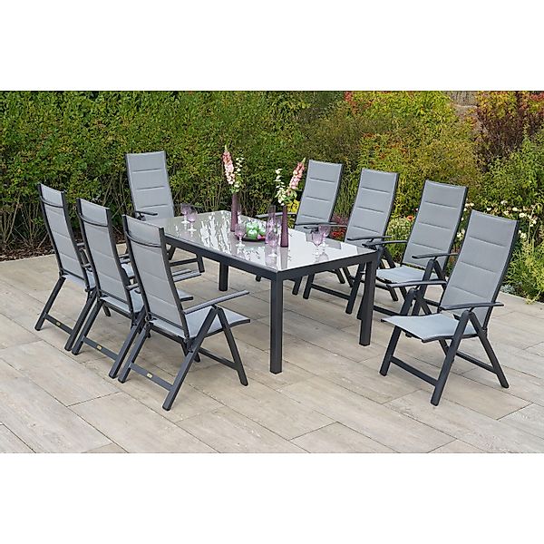 Merxx Florenz Set 9-tlg. Gartentisch 190 x 100 cm Halbrundprofil günstig online kaufen